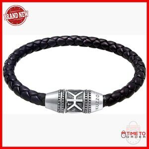 Men's Leather Bracelet with Sterling Silver Clasp, Adjustable 7.5-9 Inch